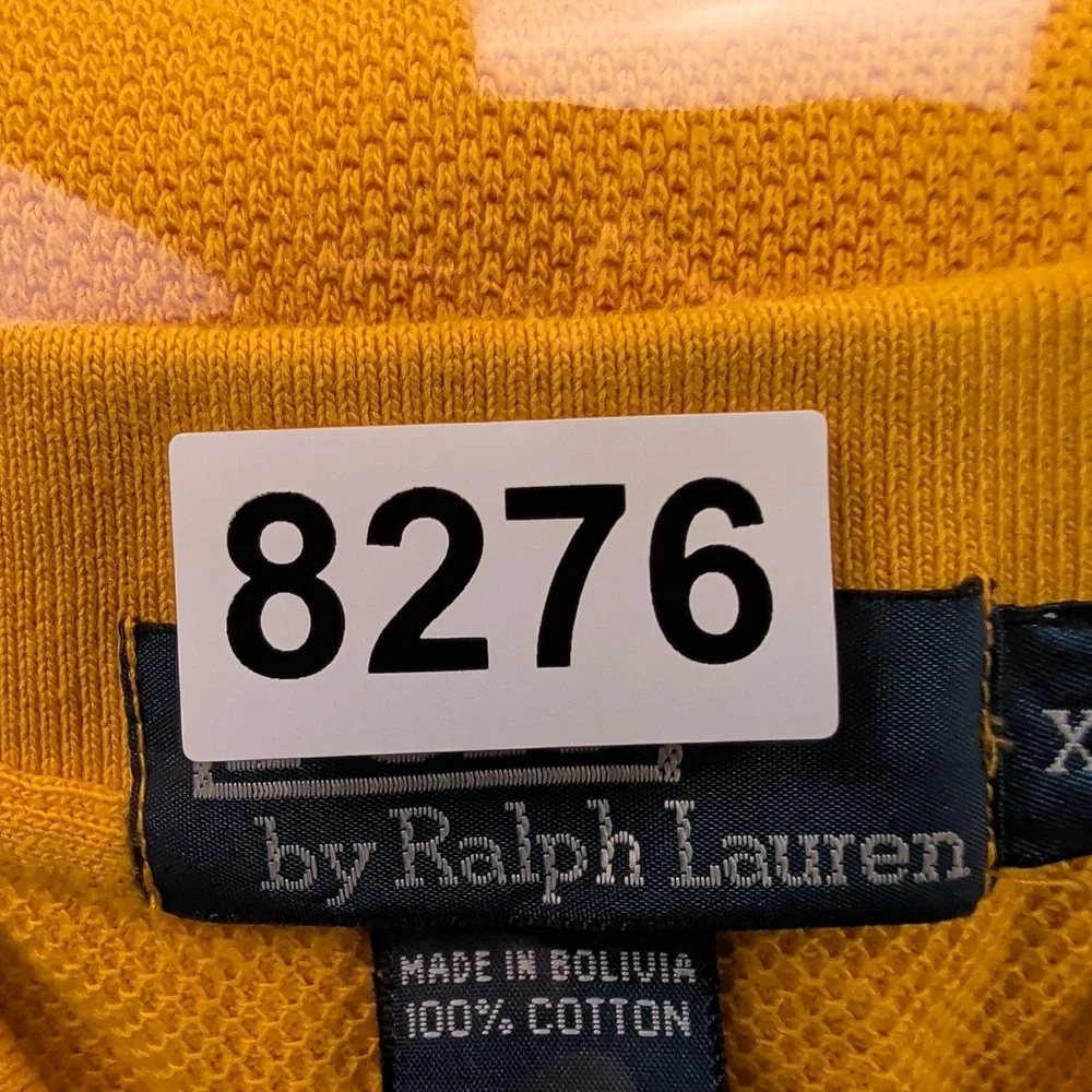 Polo Ralph Lauren Polo Shirt Mens XL Yellow Navy Stripe‎ Green Pony Pique Knit